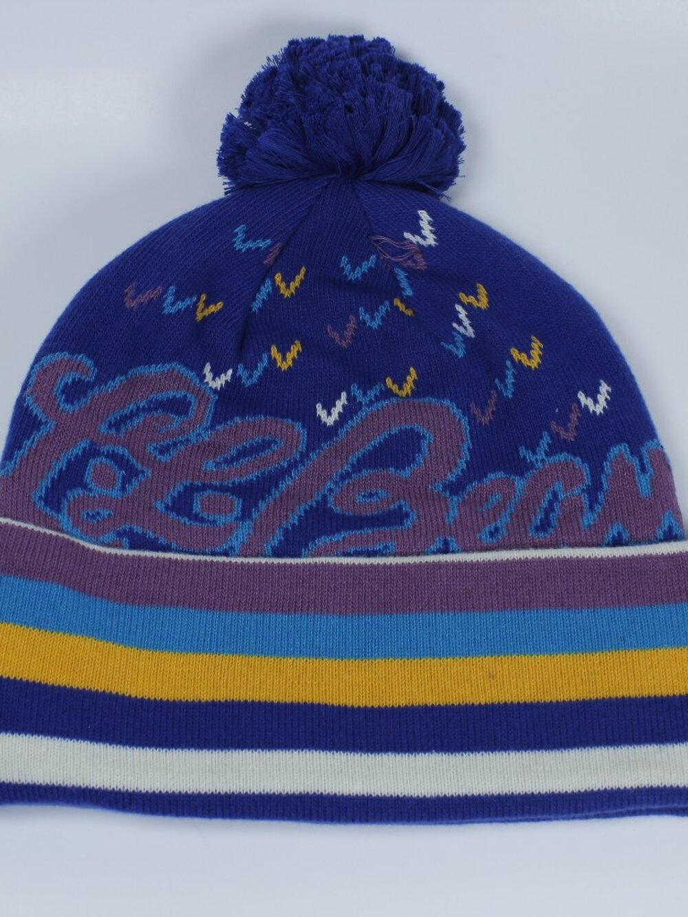 L.L.Bean‎ Katahdin Pom Hat - Blue/Multicolor - Retro Graphic Design